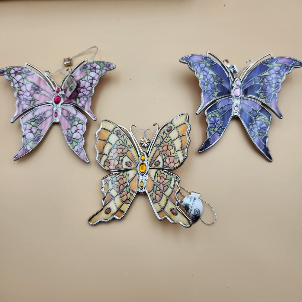Bradford Exchange Silkin Wings Heirloom Porcelain Butterfly Ornament Set #9